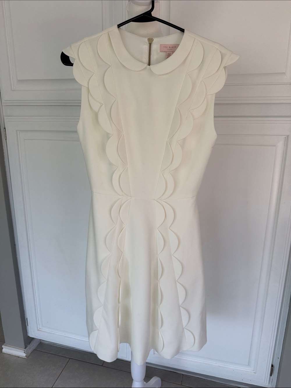 Ted Baker Ivory Scalloped Trim Sleeveless Dress